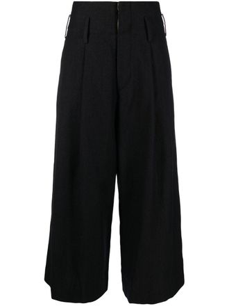 Uma Wang wide-leg cropped trousers - Black