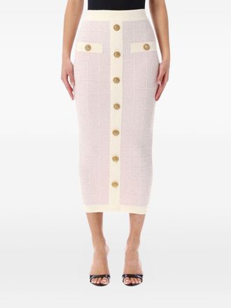 Balmain Womens Tweed Long Skirt