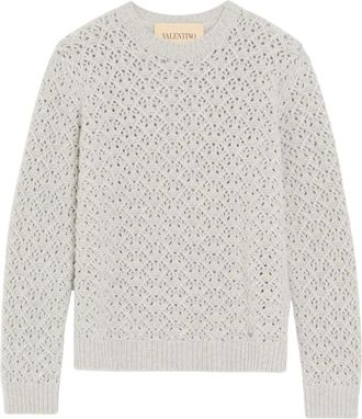 Valentino Jersey de cuello redondo con detalle V - Knitwear - Hombre - Gris - M