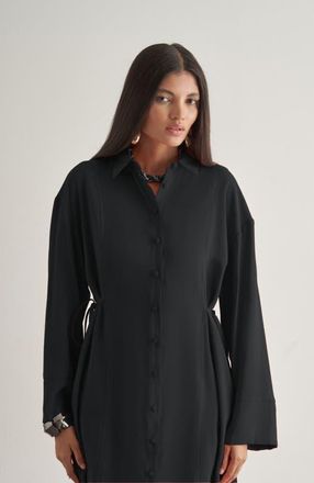 Mizalle Side-Tie Tunic in Black at Nordstrom, Size X-Large