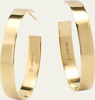 Lana Jewelry 14K Yellow Gold 35mm Flat Vanity Hoop Earrings
