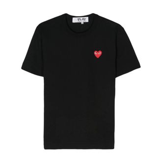 Comme Des Gar&ccedil;ons T-Shirts, male, Black, Size: M Appliqu&eacute; Short Sleeve Crew Neck