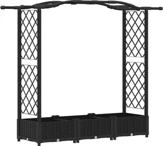 vidaXL Cama Elevada Con Trellis Y Techo Negro 169 X 40 X 123 Cm Pp Vidaxl