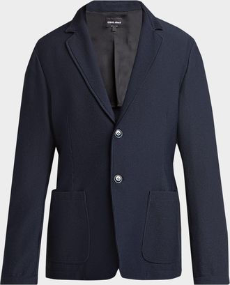 Giorgio Armani Men & apos;s Seersucker Patch-Pocket Blazer