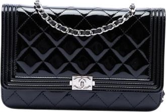 Chanel Pre-owned Boy Wallet on Chain - Dames - Vintage Schoudertas - Zwart - ONE Size - Leer - Vintage