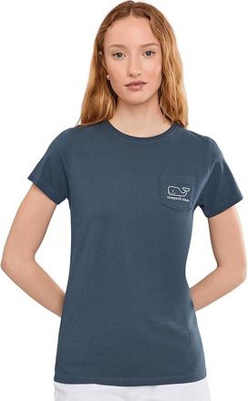 Vineyard Vines Vintage Whale Short Sleeve Pocket T-Shirts Womens T Shirt Blue Blazer : MD, Cotton
