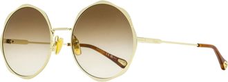 Chlo&eacute; Womens Scallop Rim Sunglasses CH0184S 002 Gold/Brown 59mm