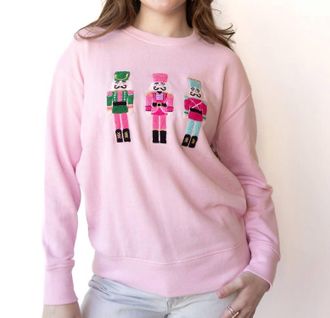 Shiraleah Womens Nutcracker Long Sleeve Sweatshirt In Pink