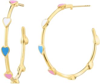 Gold & Honey Womens Heart Station Hoop Earrings In Gold