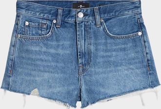 7 For All Mankind June Frayed Hem Denim Shorts