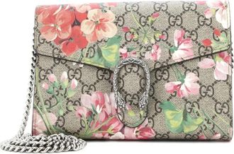 Gucci Dionysus Chain Wallet Blooms Print GG Coated Canvas Small crossbody bag - Bruin
