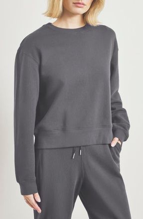 Splendid Laguna Lounge Cotton Crewneck Sweater in Lead Black at Nordstrom, Size X-Small