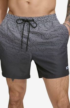 DKNY Ombré Crosswalk Swim Trunks in Black at Nordstrom Rack, Size X-Large