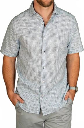 Stone Rose Mens Buonasera Geo Print Linen Shirt In Blue