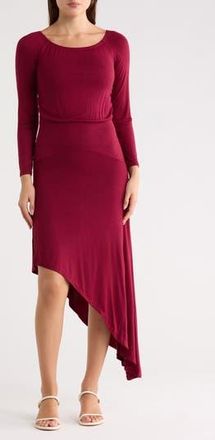 Go Couture Long Sleeve Asymmetric Hem Dress in Poppy Red at Nordstrom Rack, Size X-Large