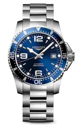 Longines HydroConquest Automatic Bracelet Watch, 41mm in Silver/Blue at Nordstrom