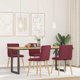 vidaXL Sillas De Comedor 4 Unidades Tela Rojo Tinto Vidaxl