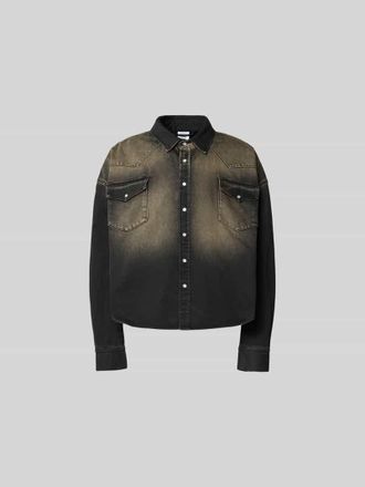 VETEMENTS Relaxed Fit Jeanshemd im Used-Look in Anthrazit, Gr&ouml;&szlig;e XL