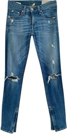Rag & Bone Mid-wash distressed denim Zipper Capri jeans Size 24/61