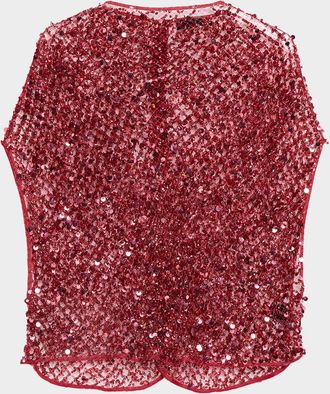 Sally Lapointe Sequin Net Mesh Cape Top
