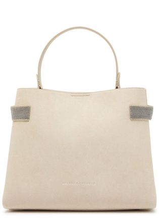 Brunello Cucinelli Stud-embellished Suede top Handle bag - Ivory - One Size
