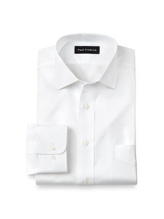 Paul Fredrick Slim Fit Non-iron Cotton Pinpoint Solid Spread Collar Dress Shirt