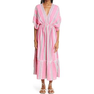 Lemlem Amira Stripe Cotton Blend Cover-Up Dress in Pink at Nordstrom Rack, Size Medium
