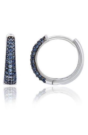 Suzy Levian Pav&eacute; Sapphire Huggie Hoop Earrings in Blue at Nordstrom Rack