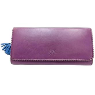 Loewe Purple Leather Long Wallet (Bi-Fold) (Pre-Owned)