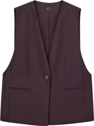 A|X Armani Exchange Jassen, Dames, Bruin, S, Polyester, Crossover Crepe Gilet