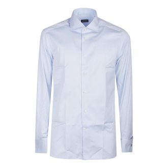 Ermenegildo Zegna Heren, Overhemden, Blauw, Maat: L Katoen