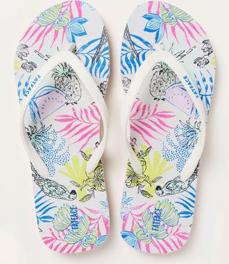 Fat Face FatFace Portloe White Print Flip Flop