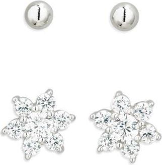 Argento Vivo Set of 2 Pavé Cubic Zirconia Star Stud Earrings in Silver at Nordstrom Rack