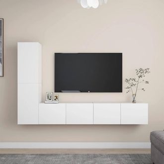 Berkfield Home 4 Piece TV Cabinet Set White Engineered Wood
