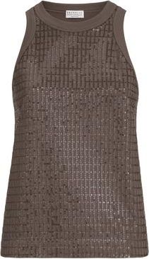 Brunello Cucinelli Dazzling Embroidery top in Brown at Nordstrom, Size Xx-Small Eu