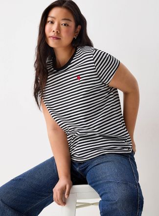 Twik Womens Small embroidery striped T-shirt Relaxed fit