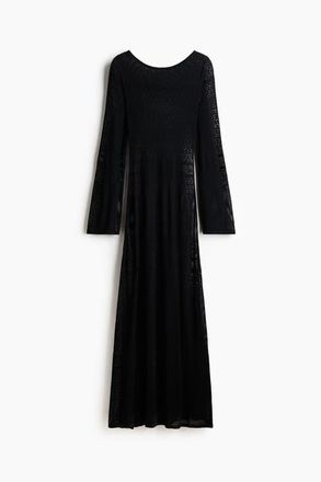 H&M Pointelle-knit Maxi Dress in Black at Nordstrom, Size Xx-Small
