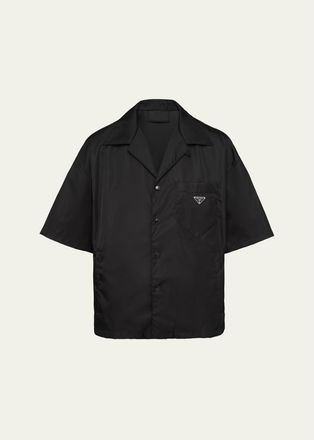 Prada Mens Re-Nylon Bowling Shirt