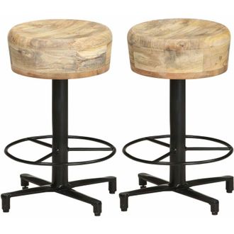 vidaXL Asientos De Barra 2 Pcs 52 Cm De Manguera Masiva De Madera