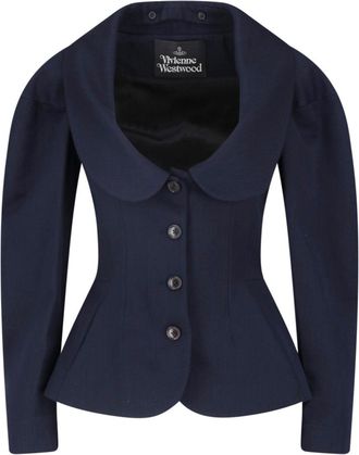 Vivienne Westwood Bergere Blue Rounded Collar Cotton-Wool Blazer