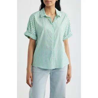 Beach Lunch Lounge Chase Cotton & Modal Button-Up Shirt in Parrot Cay at Nordstrom, Size X-Large