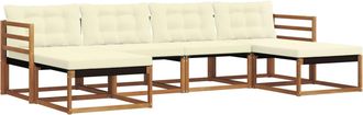 vidaXL Conjunto De Sof&aacute;s De Exterior 6 Uds. Natural Y Crema Vidaxl