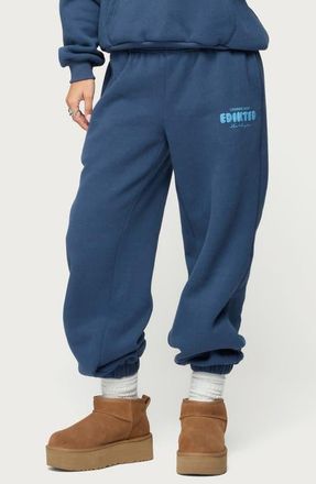 Edikted Lounge Edit Logo Sweatpants in Navy at Nordstrom, Size X-Large