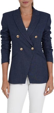 Love Token Bessie Linen Blend Blazer In Navy