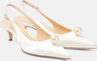 Magda Butrym Sandali slingback in raso con pelle