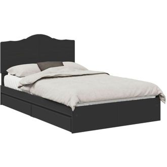 vidaXL Storage Bed with Headboard Black 120 x 200 cm Engineered Wood vidaXL