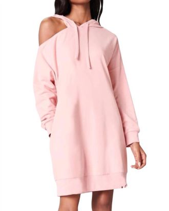 Sugarlips Deanna Cut Out French Terry Hoodie Dress In Rose