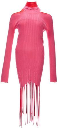 Bottega Veneta Womens Cutout Ribbedknit Midi Dress - Light Pink Cotton - Size Large