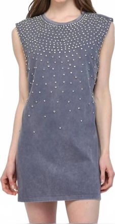 Fate Studded Tunic Mini Dress In Grey