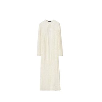 Fabiana Filippi Long Knitwear, female, White, Size: M Long Cardigan in Micro Sequins